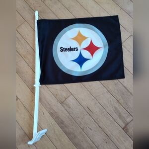 NFL Pittsburgh Steelers Car Auto Flag & Pole - 2 sided - team logo